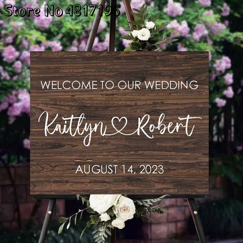 Personalized To Our Wedding Sign Wall Decal Custom Wedding Sign Custom Name And Dates Mirror Stickers Wedding Welcome Sign Decal