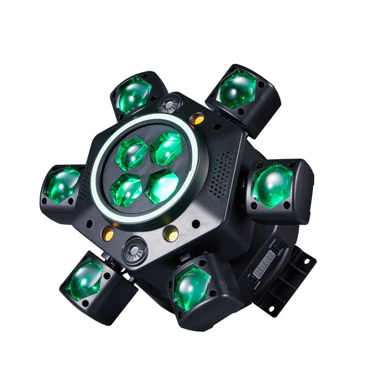 150W 6-Arm Bee Eye Effect Light Full Plastic RGBW White Golden Strobe Laser DMX512 26CH for Bar Party Bar KTV Performance