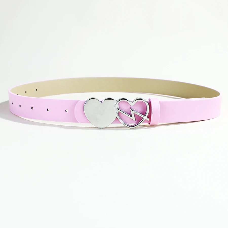 High-end sweet ladies belt 2024 ins style stylish casual heart belt with decorative love buckle belt