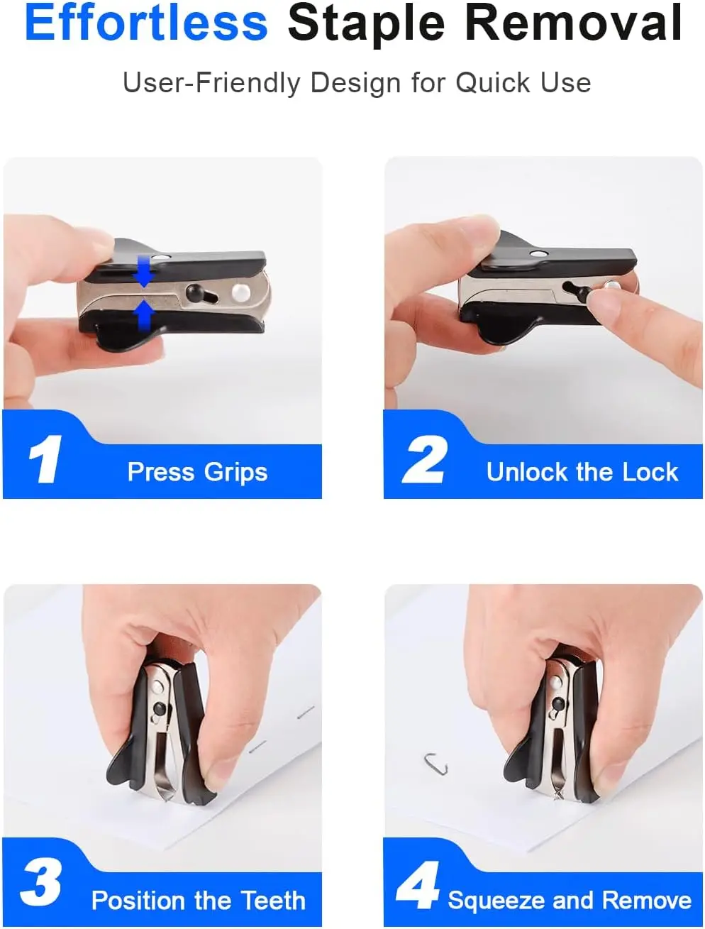 عبوة من 3 أدوات إزالة التيلة السوداء، أدوات إزالة دبابيس معدنية صغيرة للمدرسة والمكتب والاستخدام المنزلي #6