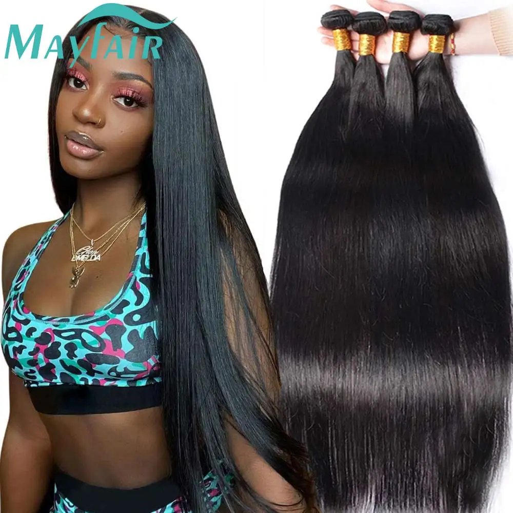 Peruaanse 100% Human Hair Straight Bundels Weven Weave Voor Zwarte Vrouwen 3 4 Bundels Deal Natuurlijke Bundel Hair Extensions 32 inch