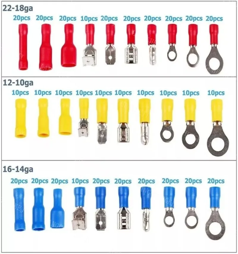 Picture 4: 480PCS Insulated Cable Connector Electrical Wire Crimp Spade Butt Ring Fork Set Ring Lugs Rolled Terminals Assorted Kit