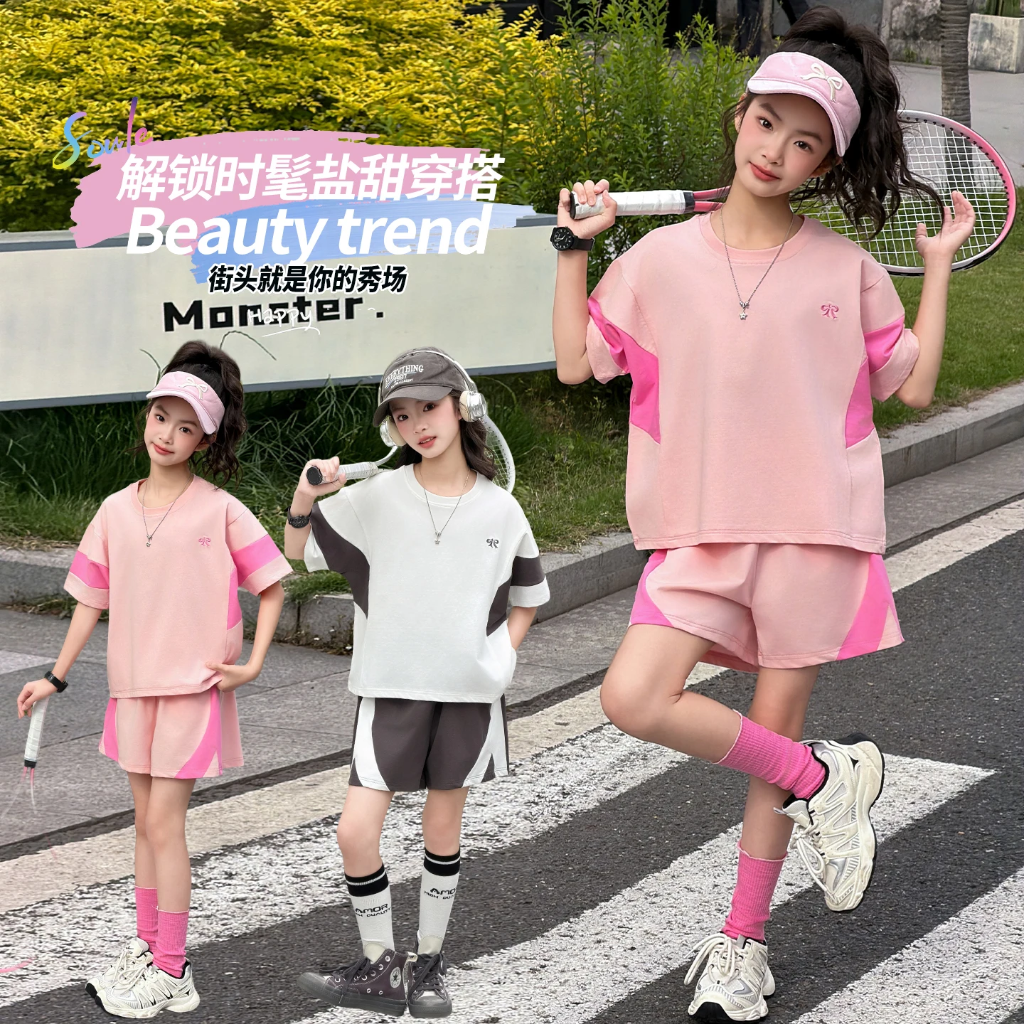 Sweet Girls 2-Piece Clothes Sets Princess Outfit Spring Summer Tee Top + Shorts Bottom Set Child Preppy Sporty Wear Ages 4-14Y