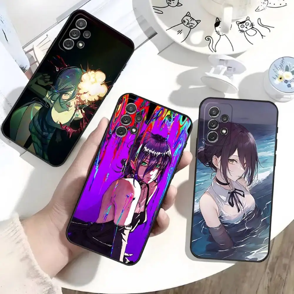 

C-Chainsaw Man Reze Phone Case For Samsung S 25,24,23,22,30,21,10,9,Ultra,Plus,Lite,FE,4,5G Black Soft Case