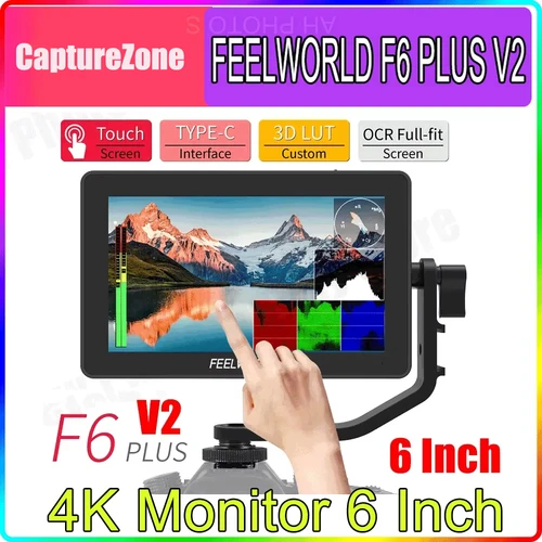 Imagen 1 del producto FEELWORLD F6 PLUS V2 pantalla táctil de 6 pulgadas cámara 3D LUT DSLR Monitor de campo IPS FHD 1920x1080 asistencia de enfoque de vídeo con brazo inclinable