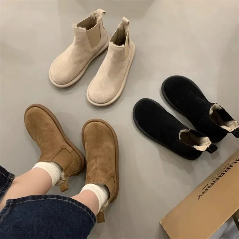 Autumn and Winter Womens Snow Boots 2023 New Flat Heel Warm Cotton Shoes with Plush and Thickened Short Boots for Women zapatos