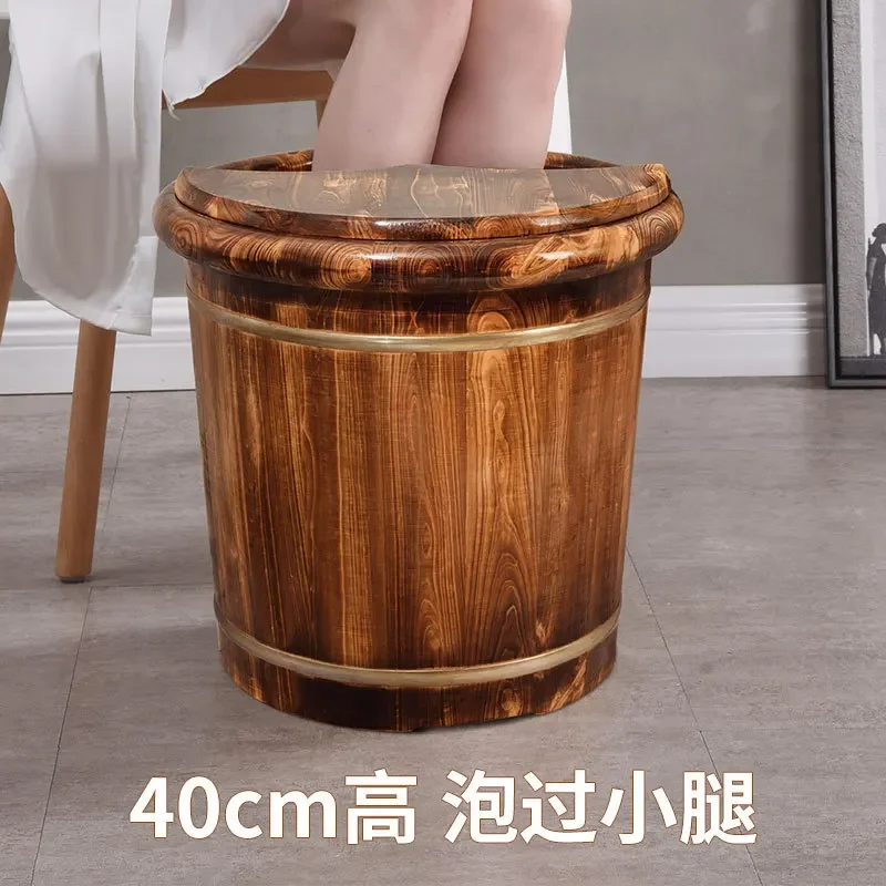 DSA foot bucket wooden bucket household wooden basin carbonized wood foot basin solid wood foot bath bucket thermal insulation