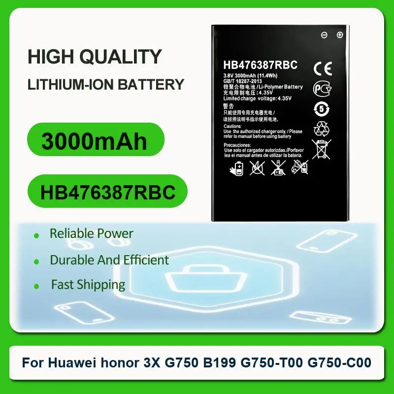 Battery For Huawei honor 3X G750 B199 G750-T00 G750-C00 7 Glory PLK-TL01H ATH-AL00 PLK-AL10 G620 G628 P40 PRO+ Magic 4 Lite 5G