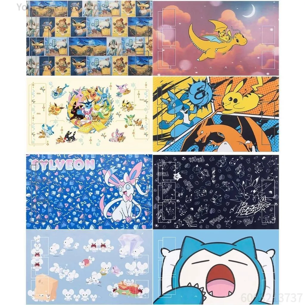 Whimsical Fantasy Creature Playmat With Card Game Zones Non-Slip Rubber Desk Mat Cartoon Comic &Dreamy Cloud Art Gaming Mousepad