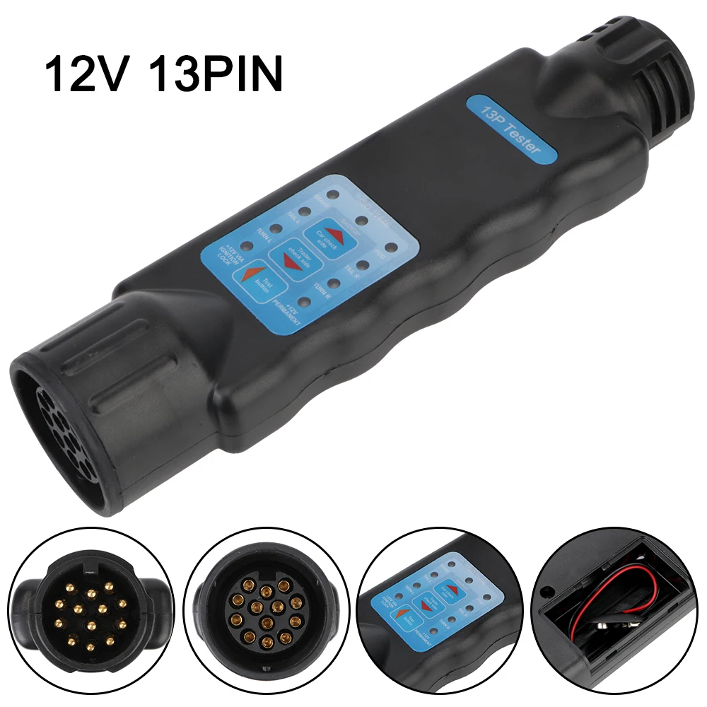 Wiring Circuit Light Test 12V Universal 13 Pin Trailer Plug Socket Tester Car Truck Caravan Accessories Diagnostic Tools