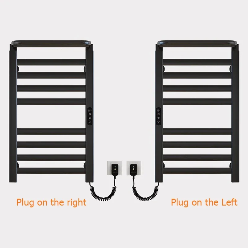 Smart Electric Heated Towel Rack, Heated Bathroom Towel Rail, Built-In Timer, Thermostatic Drying Towel Rack Black/White