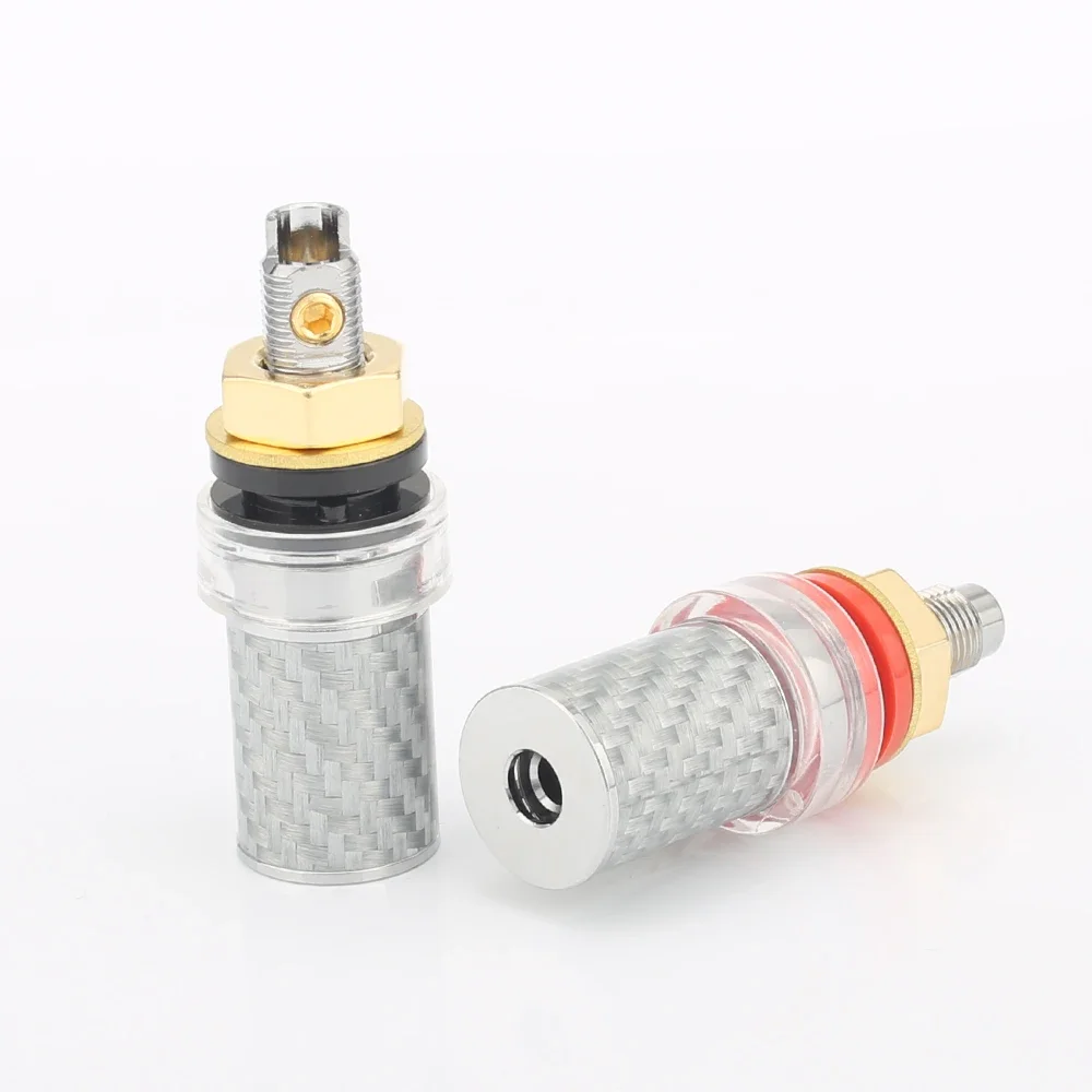 4xAudiocrast PS009 ลําโพงคาร์บอนไฟเบอร์ชุบโรเดียม amp Terminal Binding Post High End