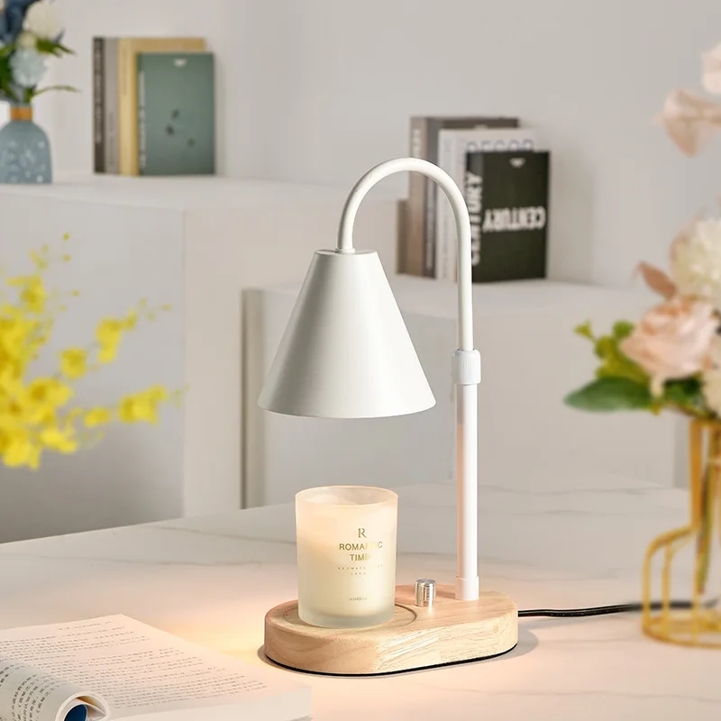 

Simple aromatherapy melting wax lamp scented essential oil melting candle lamp bedroom bedside wooden small table lamp