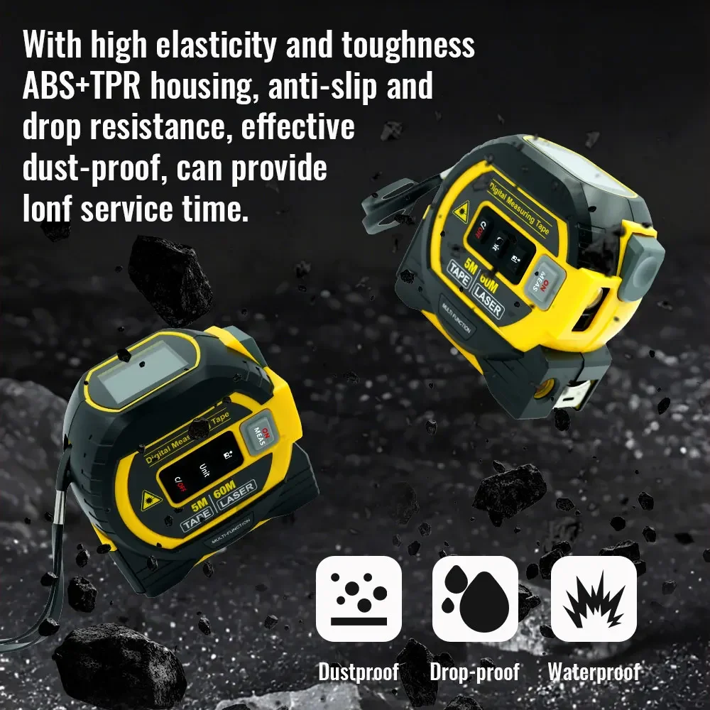 3 in 1 Laser Tape Measure 40M 60M Laser Distance Meter High Precision Digital Measuring Tool Infrared Range Finder Tape Measure