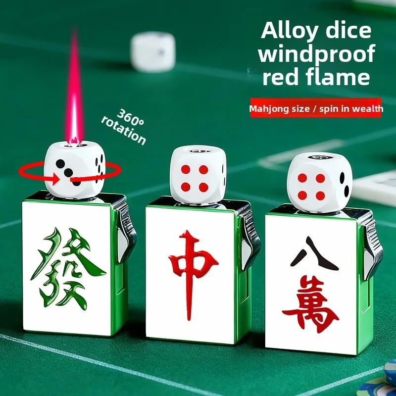 New Rotating Fun Dice Windproof Lighter, Cool, Luminous, Relieving Stress, Play with Pull Down Ignition, Outdoor Fun Lighter