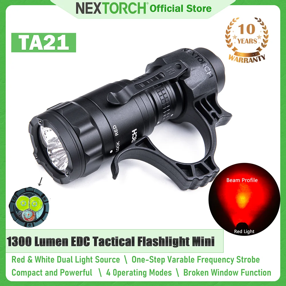 NEXTORCH TA21 Linterna táctica LED 1300 lúmenes roja y blanca EDC - imagen 2