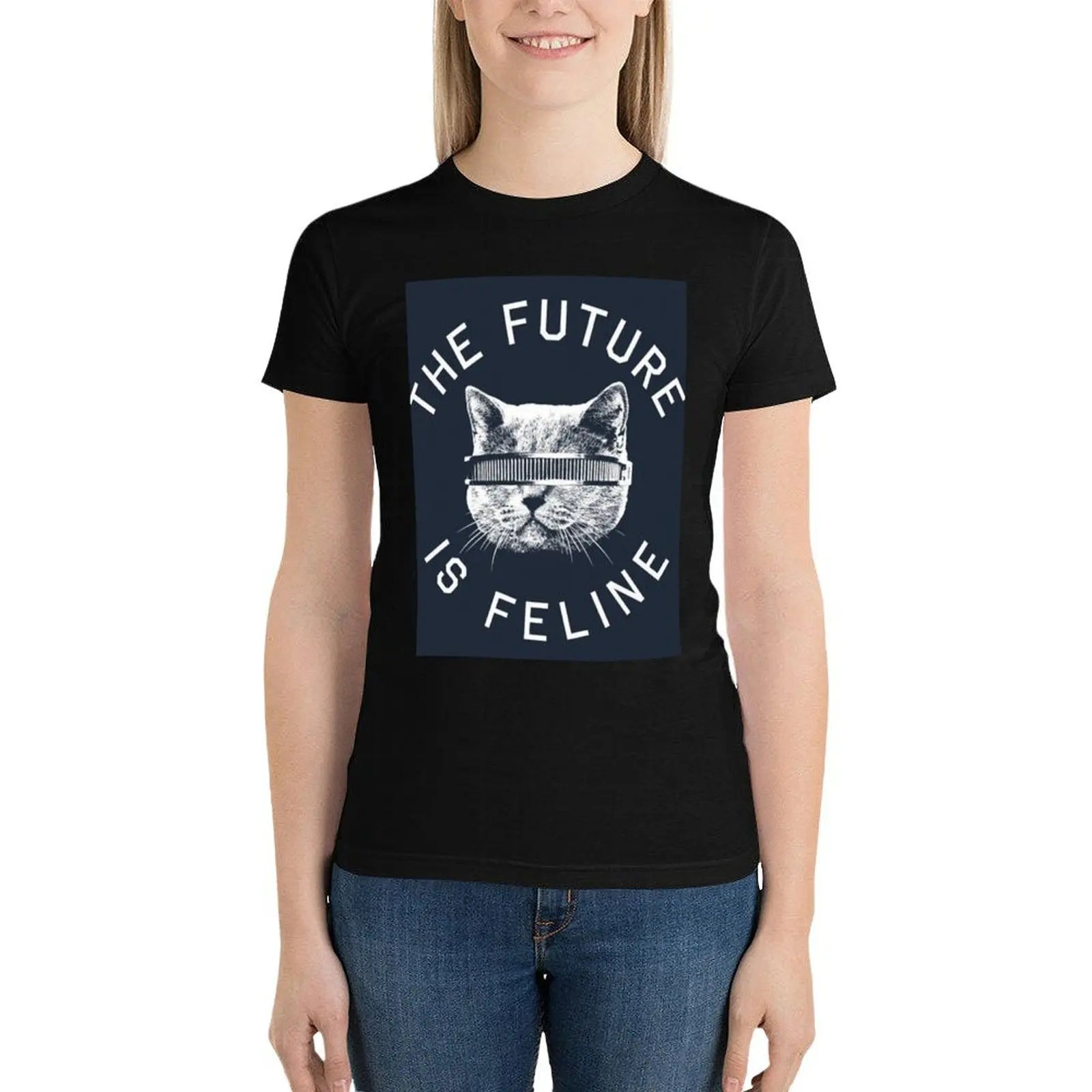 

the future is feline T-Shirt Blouse summer top shirts graphic tees white t-shirts for Women