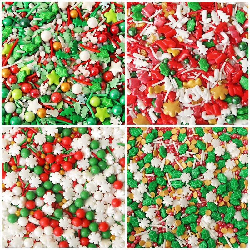 20g Christmas Snow Crutche Sugar Beads Pearl Cadny Sweets Balls DIY Sprinkled Red Lips Cake Baking Decoration Cake Toppers