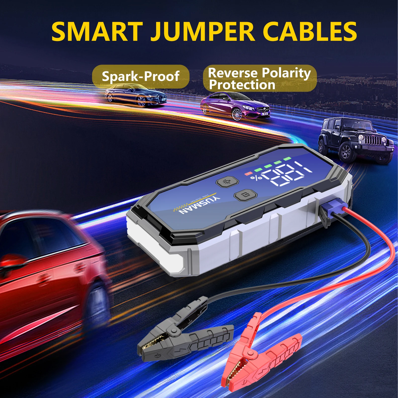 Car Jump Starter 3000A Peak Car Battery Charger Power Bank 12V Jumper Box Jumper Battery Pack with LCD Screen