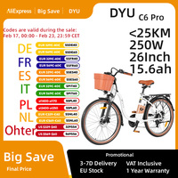 E-Bike DYU C6 Pro 250W Motor 36V15.6AH Removable Battery Electric Bike 26 Inch Tire Fashion Version City Adult Electric Bicycle