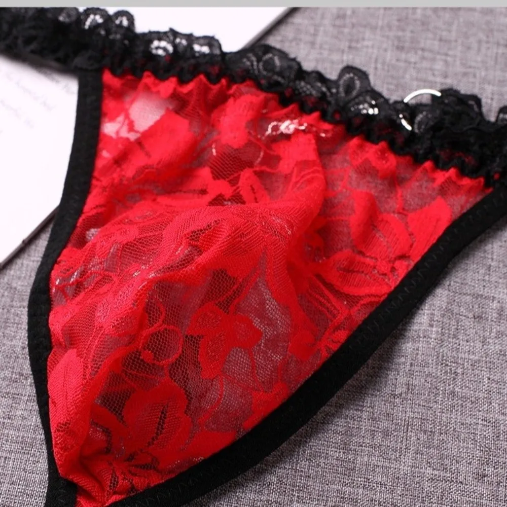 Comfortable Mesh Men's Thong Hollow Out Low Waist Triangle Panties Male Lingerie Transparent T-back Briefs Date Night