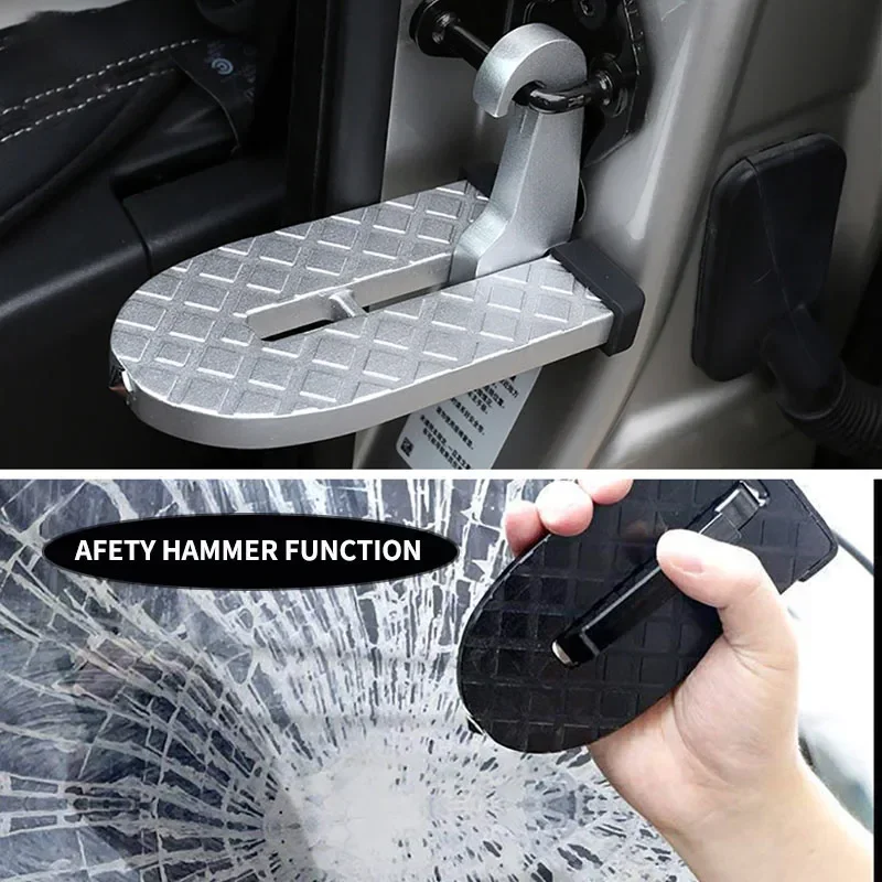 Auto Assist Pedal Universal Car Roof Rack Step Aluminum Alloy Safety Hammer Door Latch Hook Auxiliary Foot Pedal