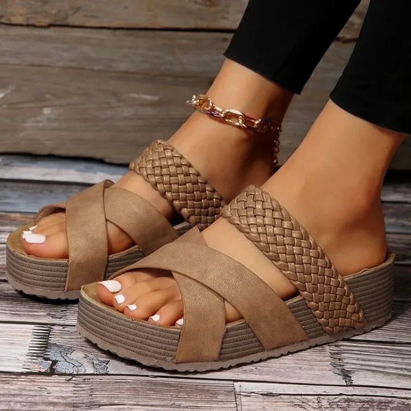 Fashion Flatform Cork Sandals Women Summer 2024 Non Slip Platform News Slippers Female Thick Bottom Outdoor Slides Shoes Woman