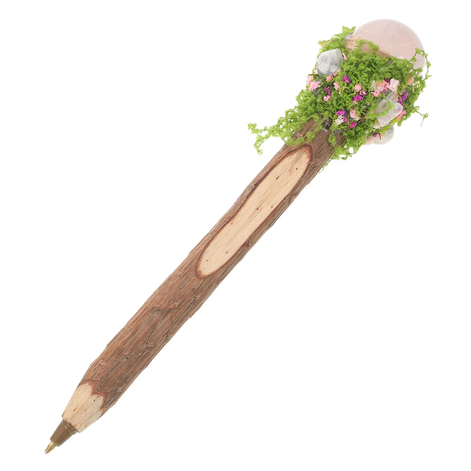 

Wood Ballpoint Pen Crystal Top Rustic Tree Bark 0.7mm Medium Point Black Ink Smooth Writing Pen for Office School Students