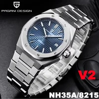 PAGANI DESIGN NH35/8215 Reloj mecánico automático para Hombre 40MM zafiro Acero inoxidable resistente al agua 10Bar luminoso C3 Reloj Hombre