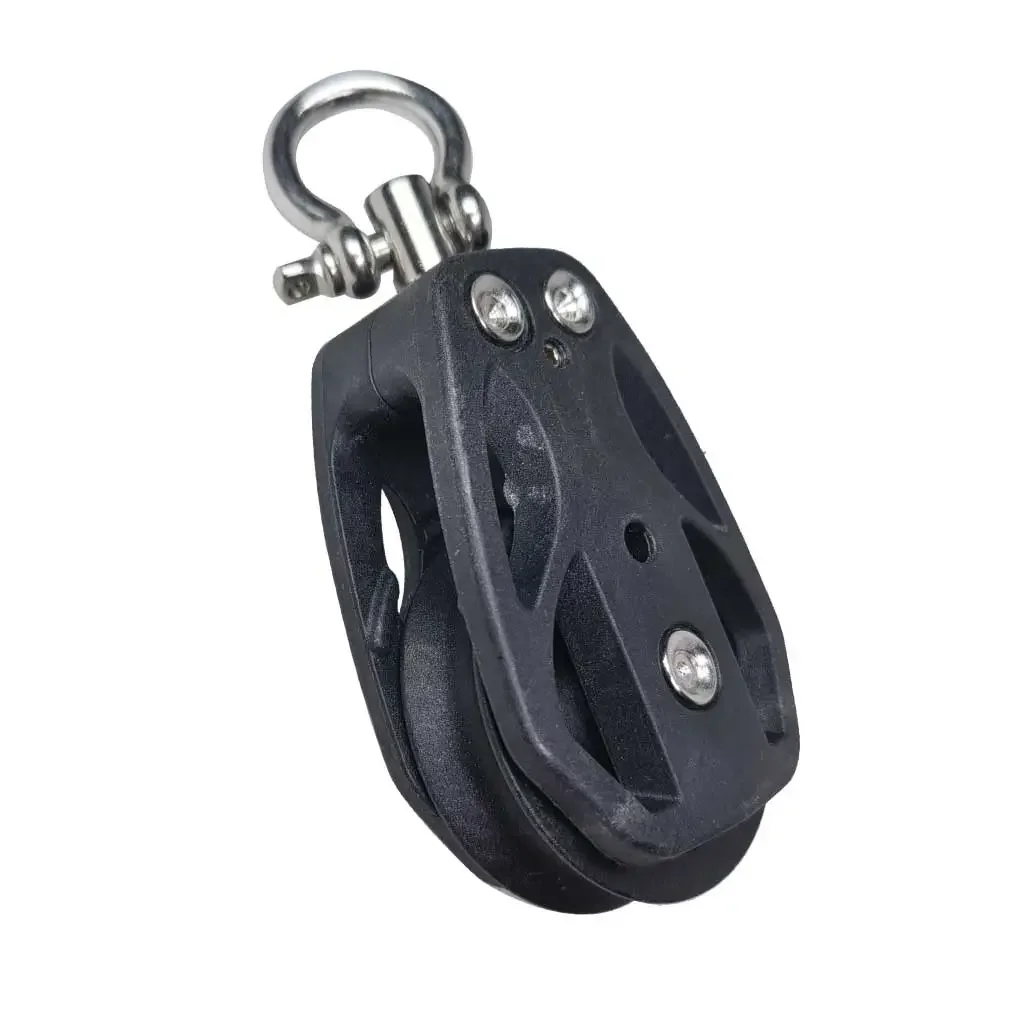 High-Load Sailboat Sheave Block – Single Pulley with Swivel Shackle & Plain Bearing (Durable, Heavy-Duty Marine Hardware)