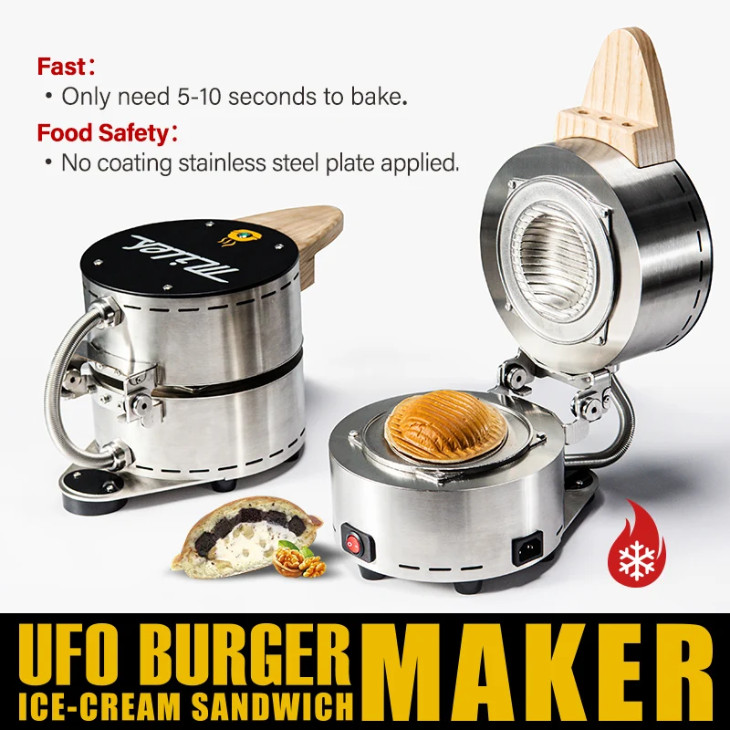 UFO High Output Electric Panini Snack Machine Stainless Steel Bread Press Ice Cream Sandwich Maker CE Approved Hamburgers Food