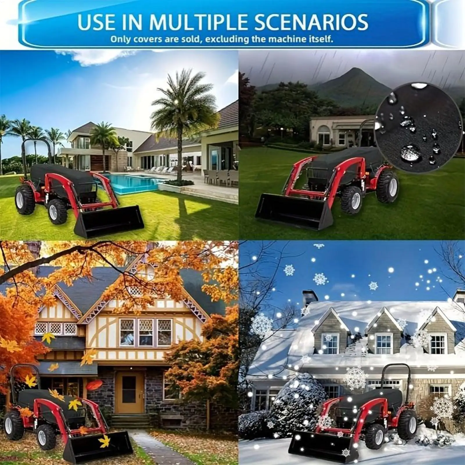 

Чехол для газонокосилки, устойчивый к ультрафиолетовому излучению, прочный чехол для трактора для сельского хозяйства, газона, сада, сарая, заднего двора, сельского хозяйства