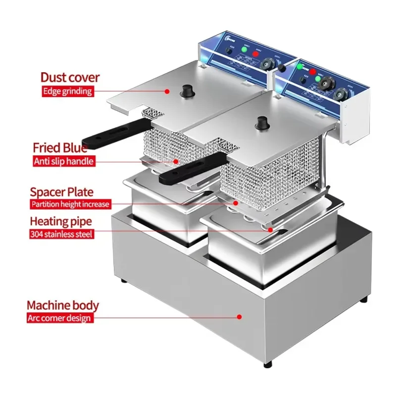 Friggitrice elettrica commerciale in acciaio inossidabile di fabbrica con controllo timer per ristoranti commerciali