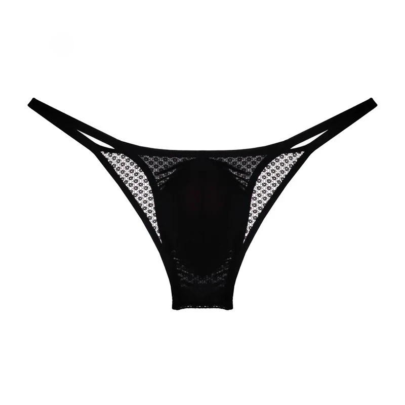 Men's Low Rise Mesh Briefs Sexy Ice Silk Ultra Small Tight Butt Lifting Underwear