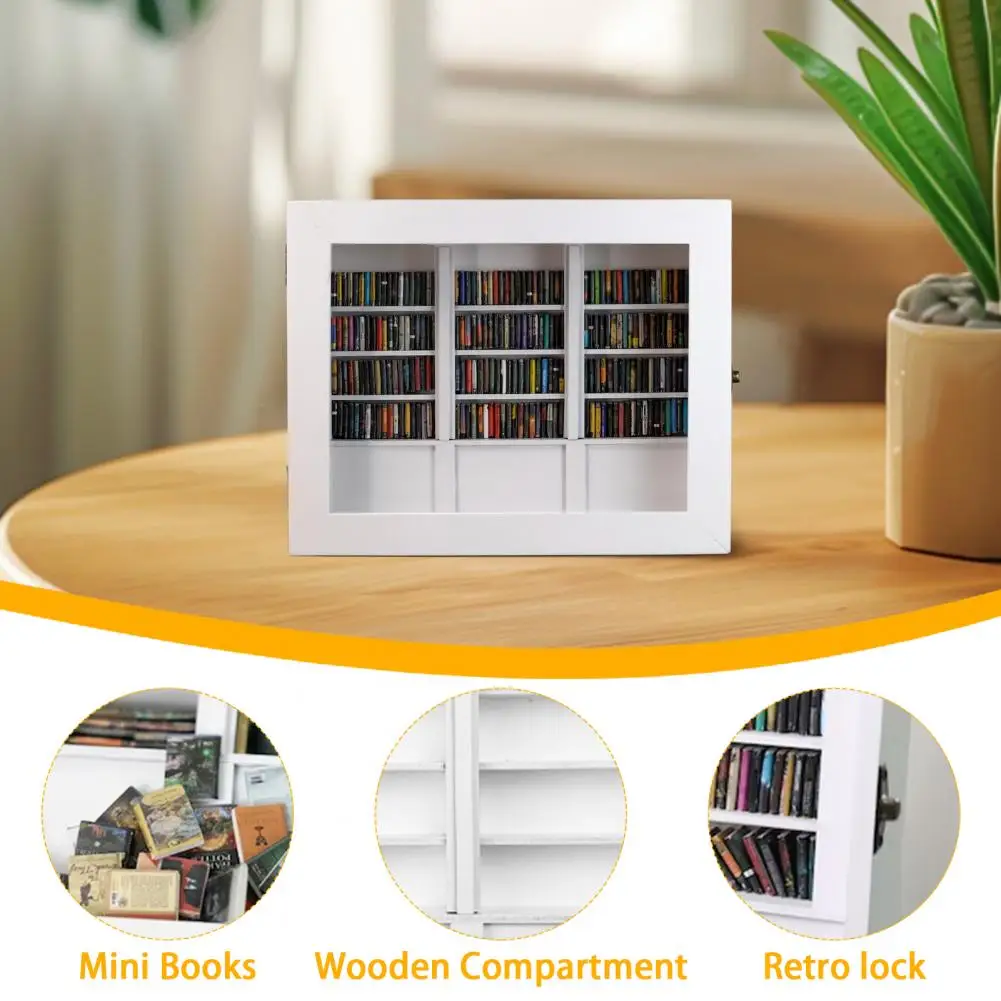 

25.4*21.8cm Shake Away Anxiety Bookshelf Figurine Wooden Miniature Pocket Bookcase Bookshelf Insert Ornament Book Lovers Gift