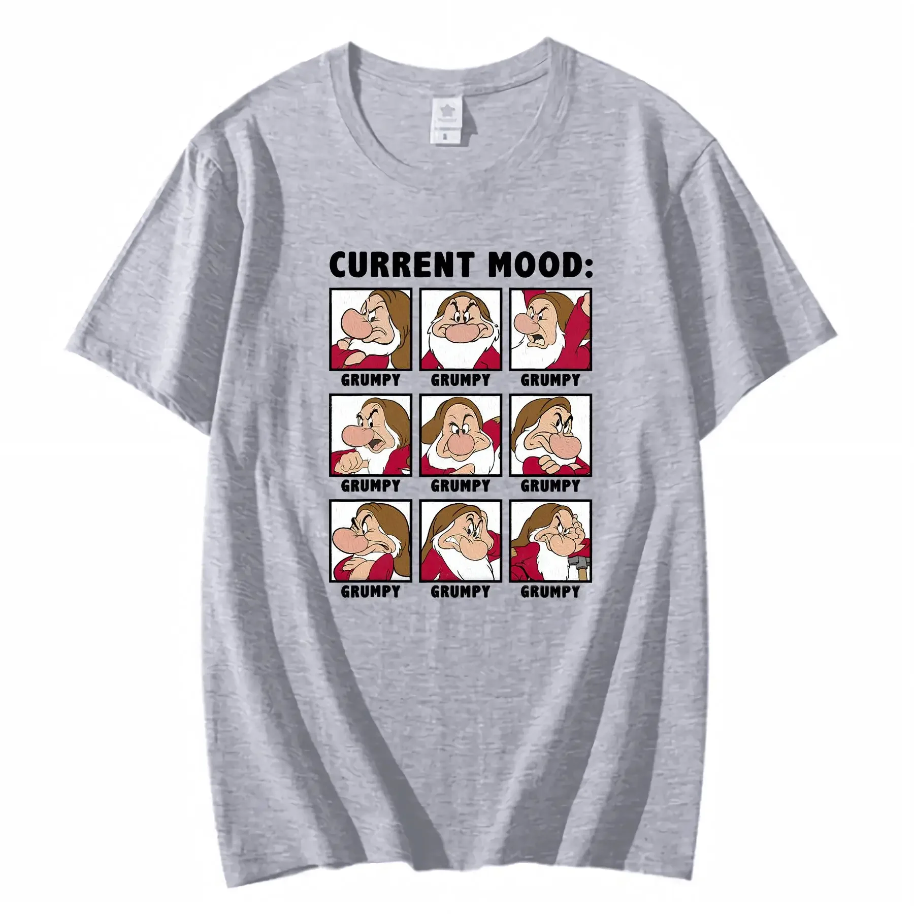 ديزني غاضب قزم سنو وايت تي شيرت 100 قطن طاقم الرقبة للعائلة مطابقة ديزني لاند رحلة خمر غسلها أنيق