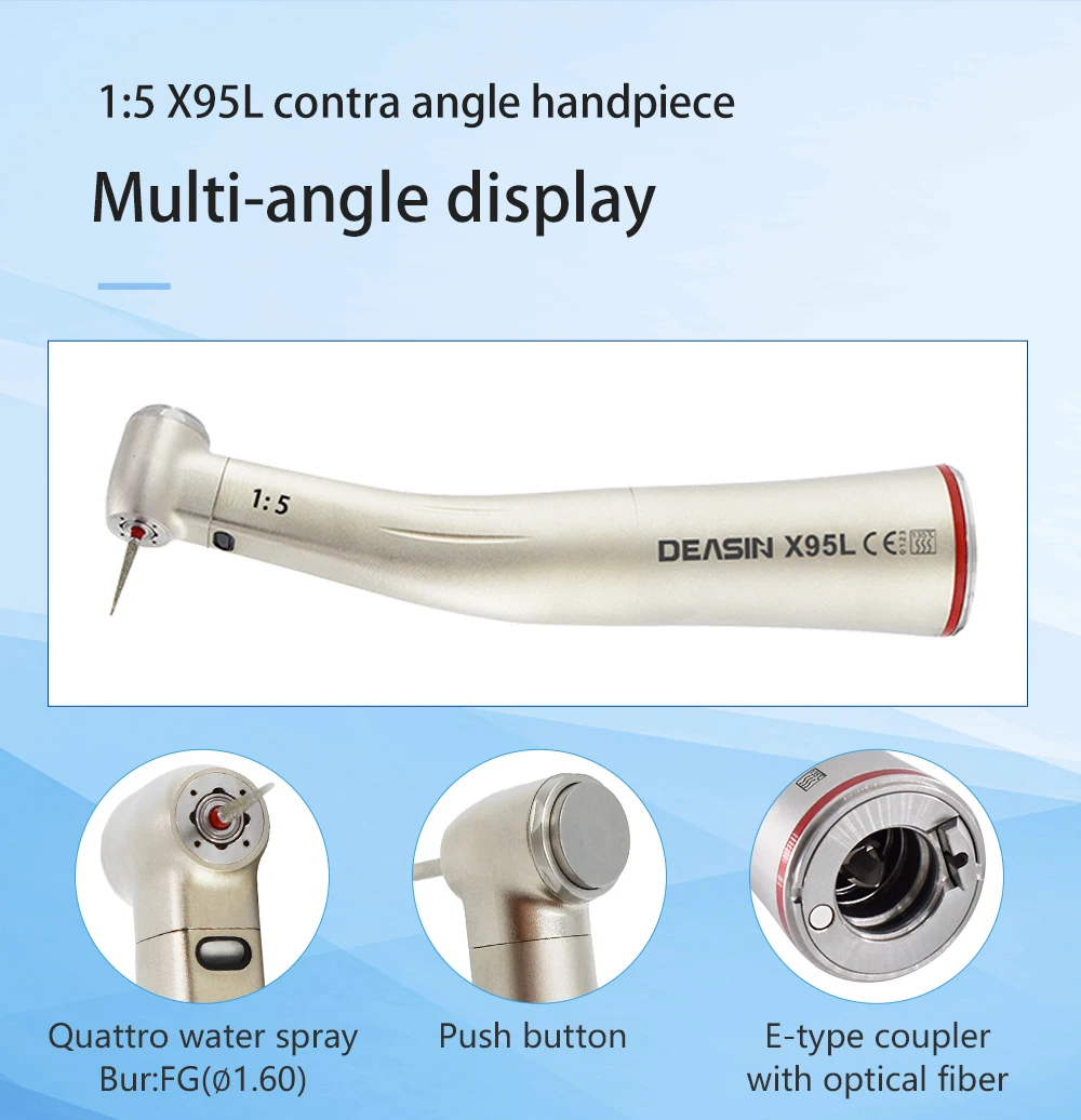 High Quality Dental Low Speed Handpiece 1:1 1:5 20:1 Fiber Optic Straight Contra Angle X25L X95L Air Turbine