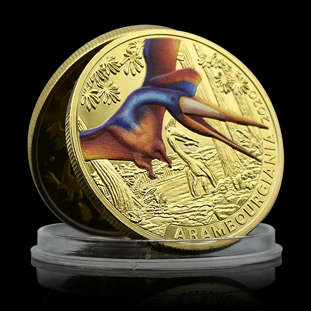 12pcs/set Austrian Dinosaurs Gold Plated Challenge Coin Ancient Rare Animal Medal Collection Gift Souvenir