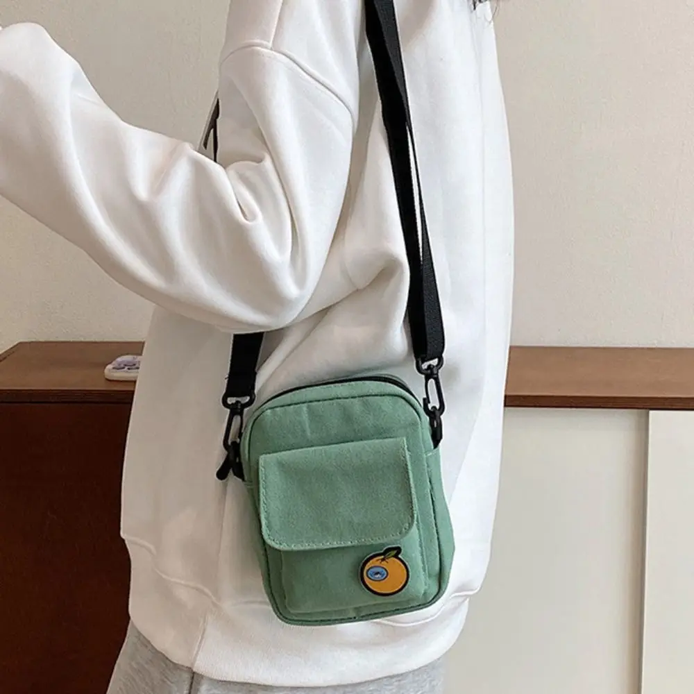 

Casual Solid Color Mini Crossbody Bag Lightweight Casual Nylon Zipper Bag Handbag Purse Canvas Phone Bag Travel