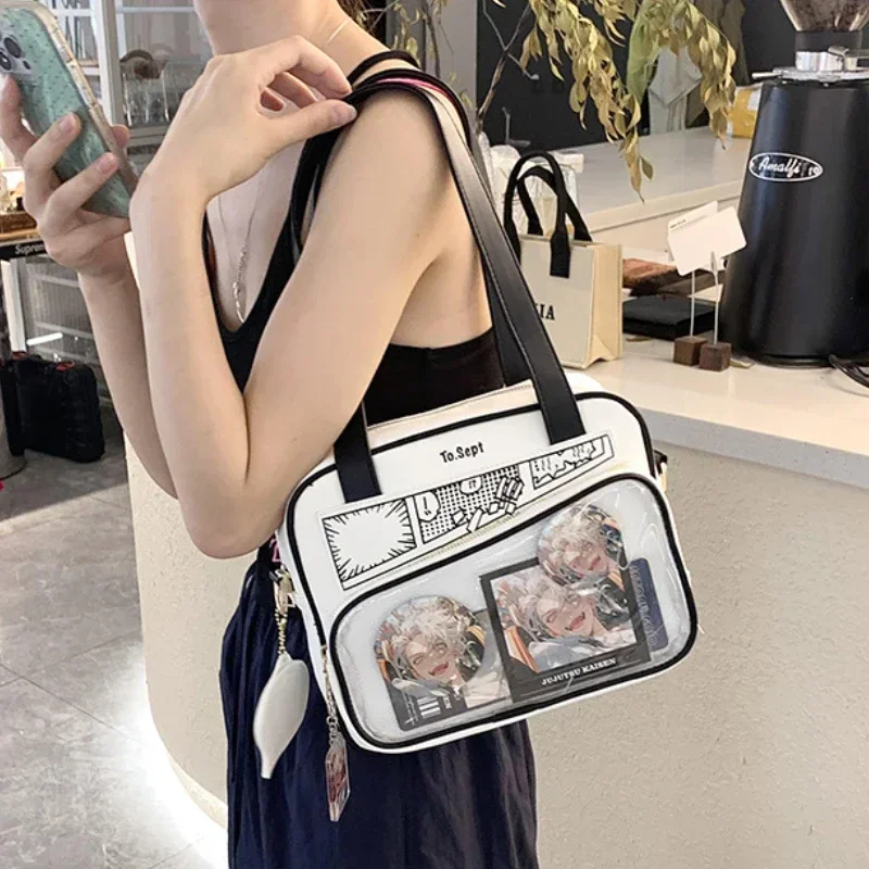 Japanese Comic Tote JK High School Girls Shoulder Bag Small PU Women College Student Crossbody Bags Ita Bag with Insert