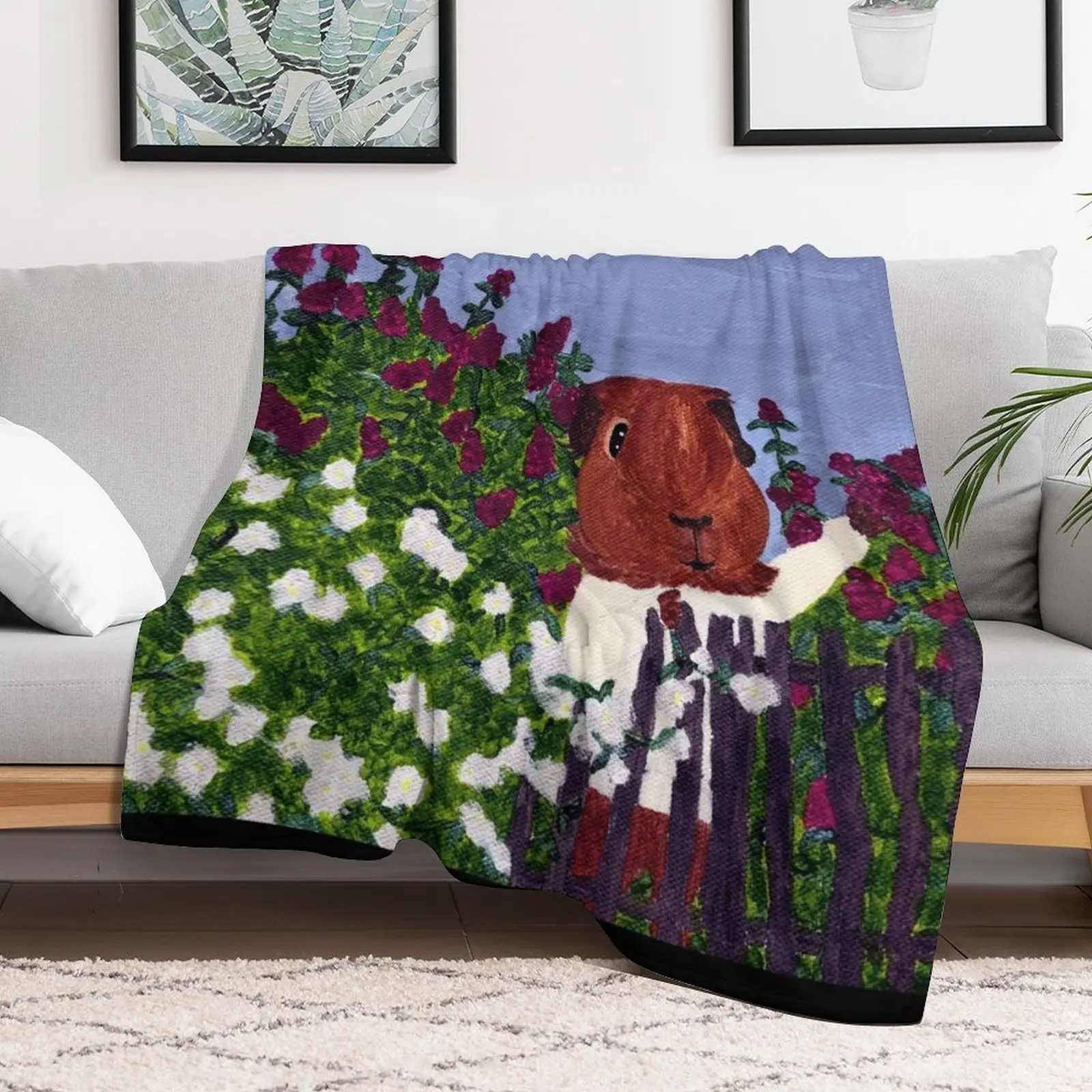 

Guinea Pig Snapshot - Pammy's English Cottage Garden Throw Blanket sofa bed Sofas Cute Plaid Blankets