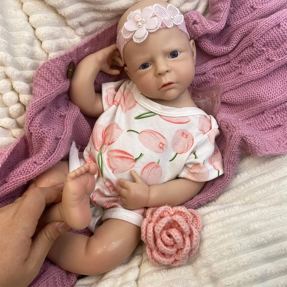 Real Touch 50cm Full Silicone Reborn Girl Handmade Realistic Appearance Soft Weighted Doll for Enthusiasts Display