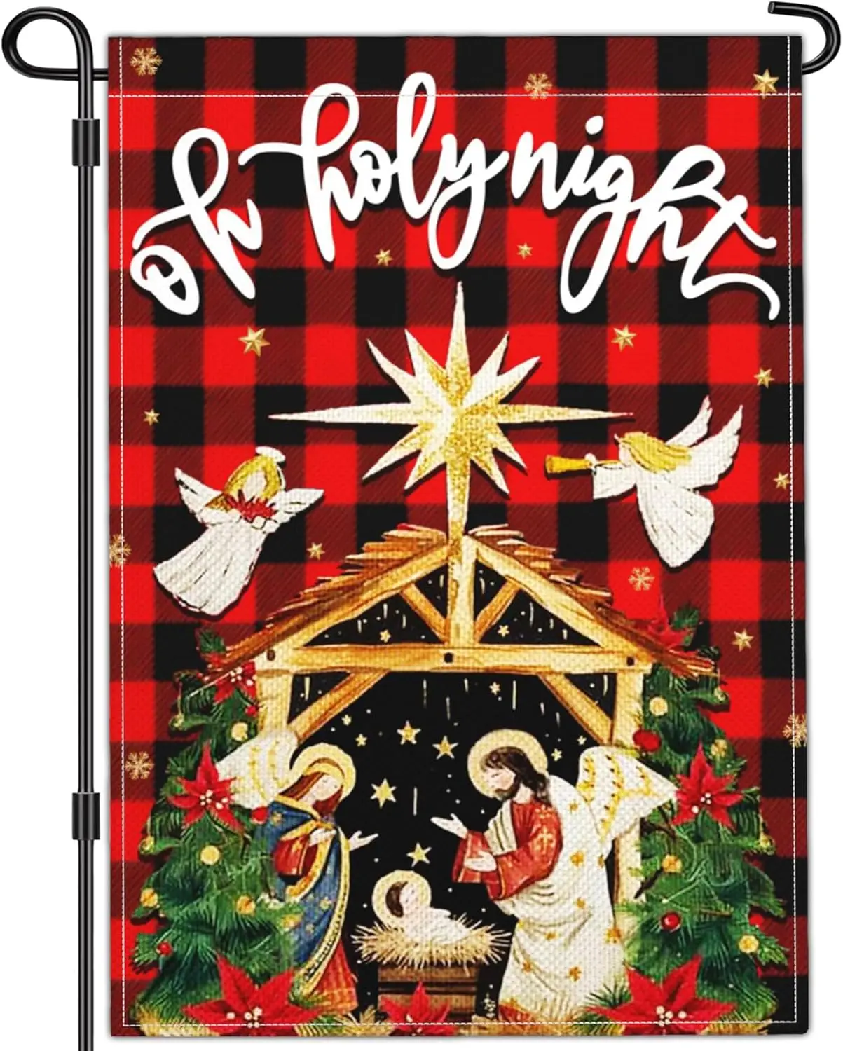 NASIAN Merry Christmas Nativity Garden Flag Oh Holy Night Garden Flags for Outside 12x18 Double Sided 3Ply Polyester Outdoor zzo
