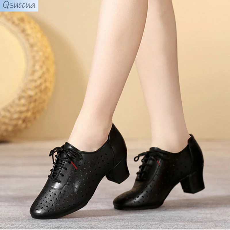 Vrouwen Latin Jazz Danceshoes Salsashoes Hoge Kwaliteit Lederen Holle Ballroom Dancingshoe 5Cm 3.5Cm Hakken Dames Dans Sneakers