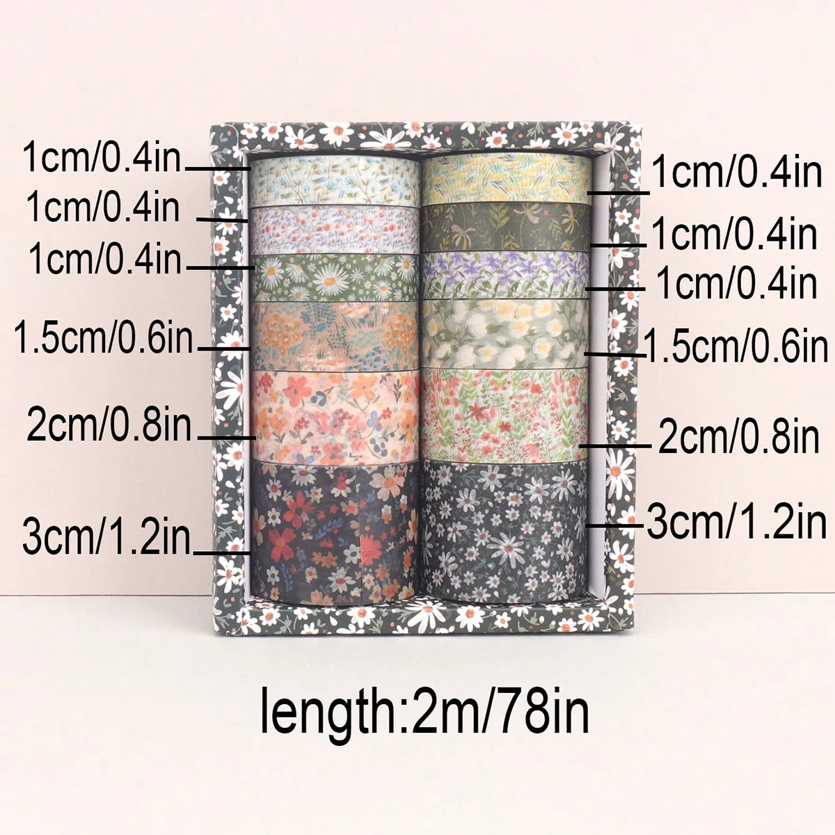 12 Rolls Vintage Floral Washi Tape Set Bullet Journal Diy Art Notebook Scrapbooking Supplies Masking Tape