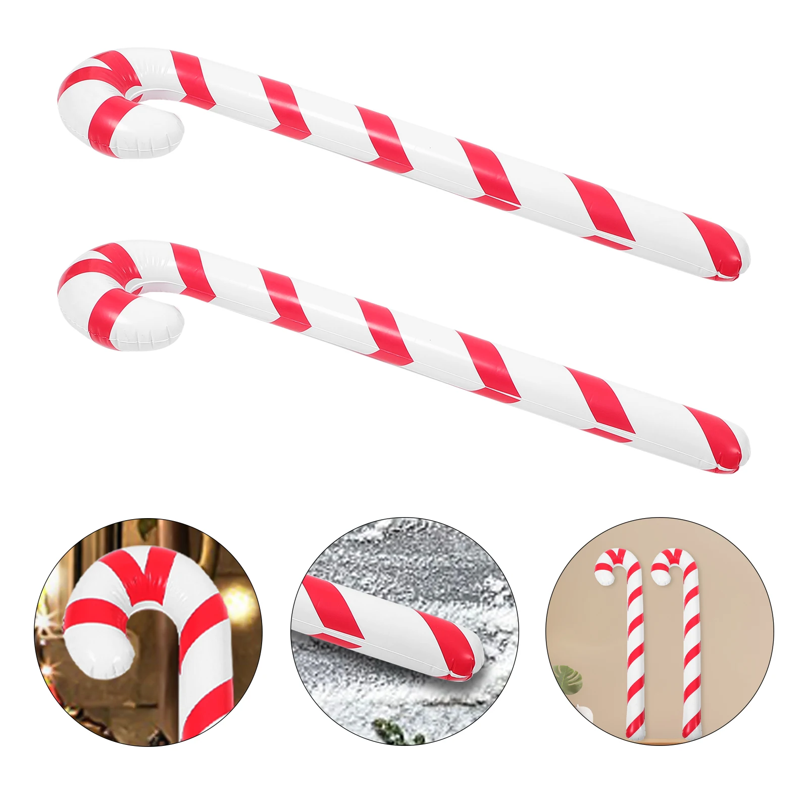 

2 Pcs Decorations Inflatable Crutches Outdoor Christmas Balloon Candy Cane Balloons