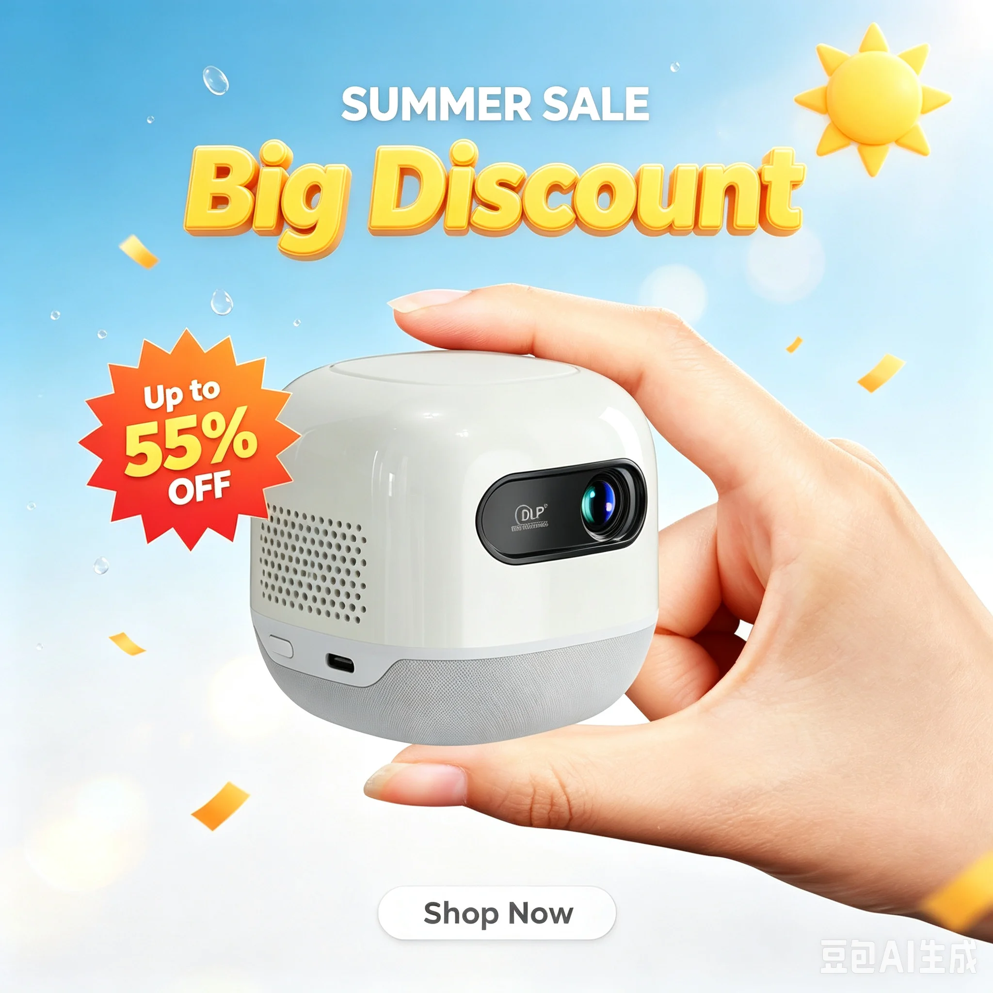 Vivicine Smart DLP Projector Android 13.0 HD Mini 5G WiFi Bluetooth 5.3 Built-in 8400mAh Battery Outdoor Camping Projector