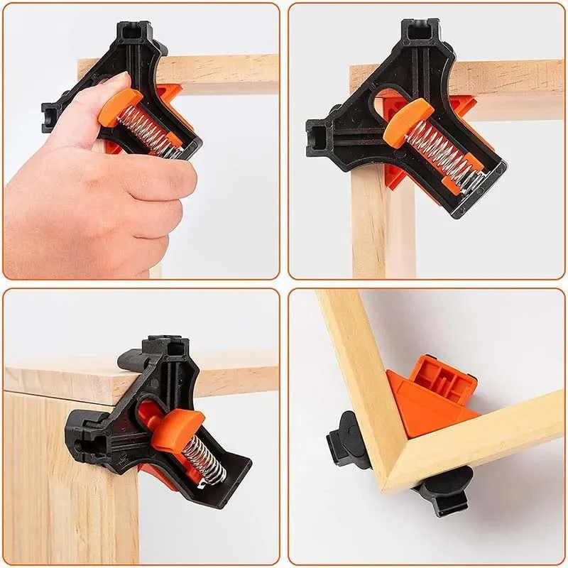 4pcs Woodworking Right Angle Clamp Positioning 90°Right Angle Fixing Punching Installing Device Frame Punching Fixing Device Set