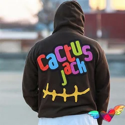 2023fw Printed Tag Cactus Jack Hoodie Men Women Fleece Brown Hoodie Multi Color Logo Pullovers Hip Hop Sweatshirts