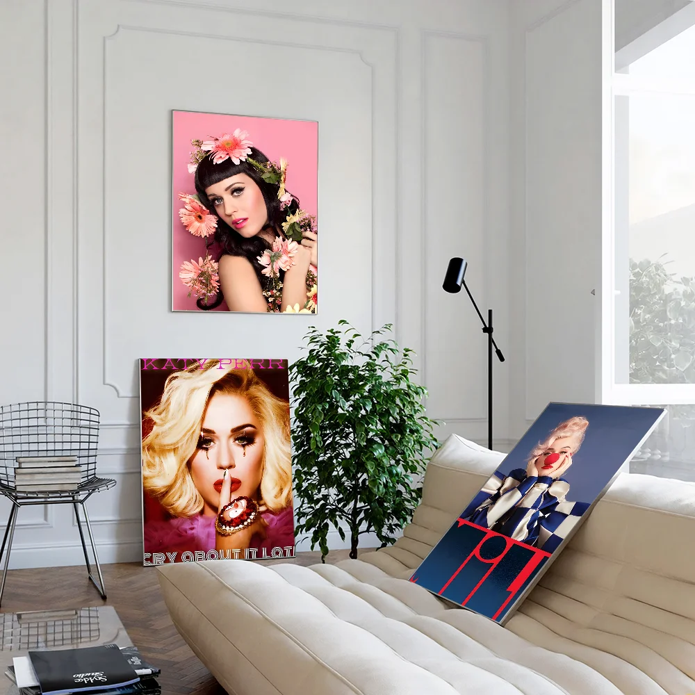 Singer Katy Perry  Self-adhesive Art Poster Retro Kraft Paper Sticker DIY Room Bar Cafe Stickers Wall Painting